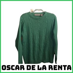 Oscar De La Renta Crew Neck Men’s Sweater Medium, Green.